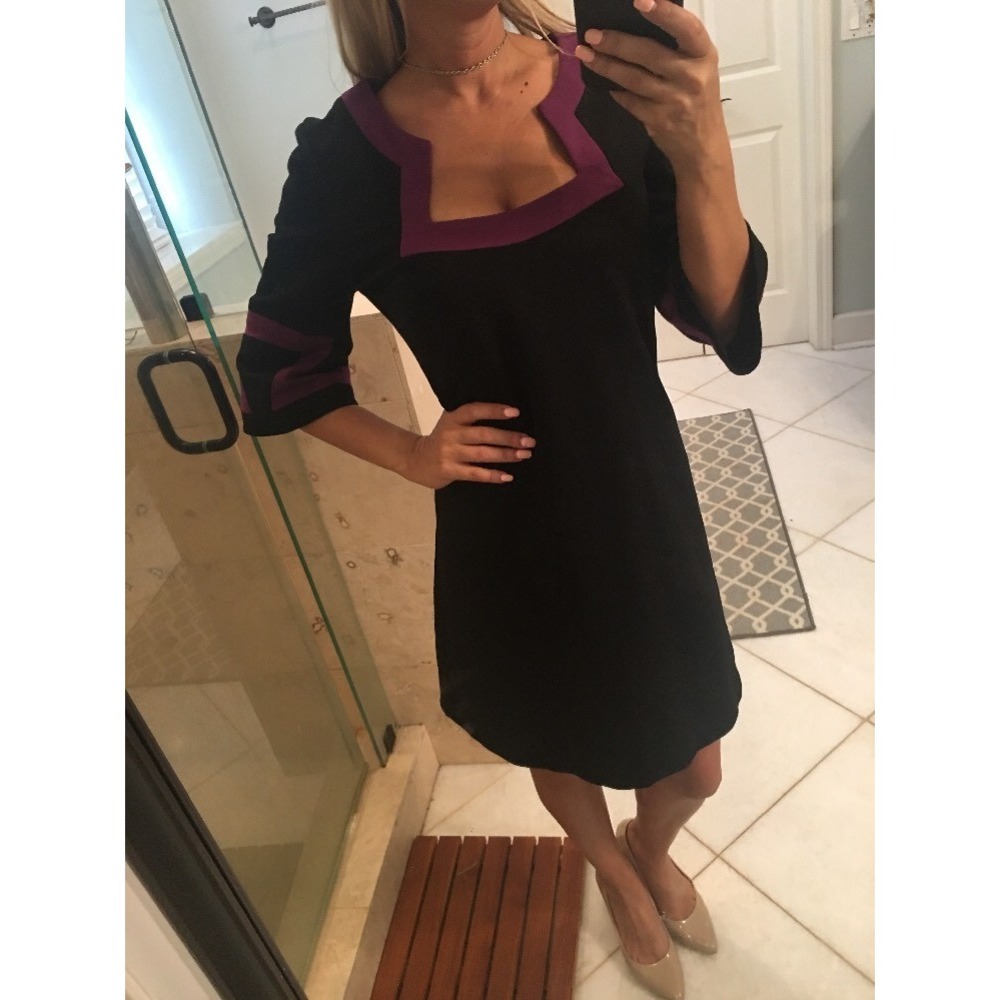 TRINA TURK Purple Black Color Block Tunic Shift Dress Size 6